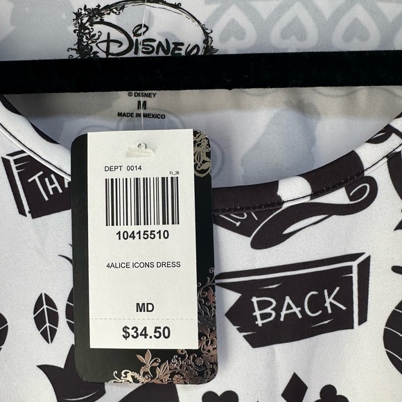 NWT! Disney Alice in Wonderland Icons Mini Dress White & Black | Women’s Medium - Picture 11 of 12
